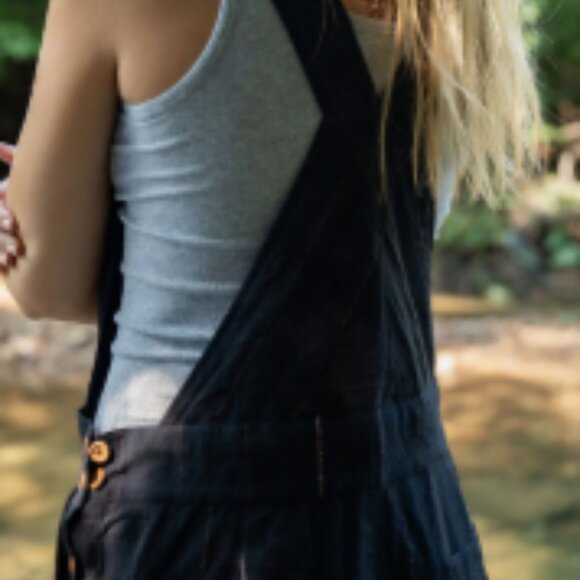 LIZ ALIG Handwoven Cotton Overalls in Dark Navy - Picture 9 of 13